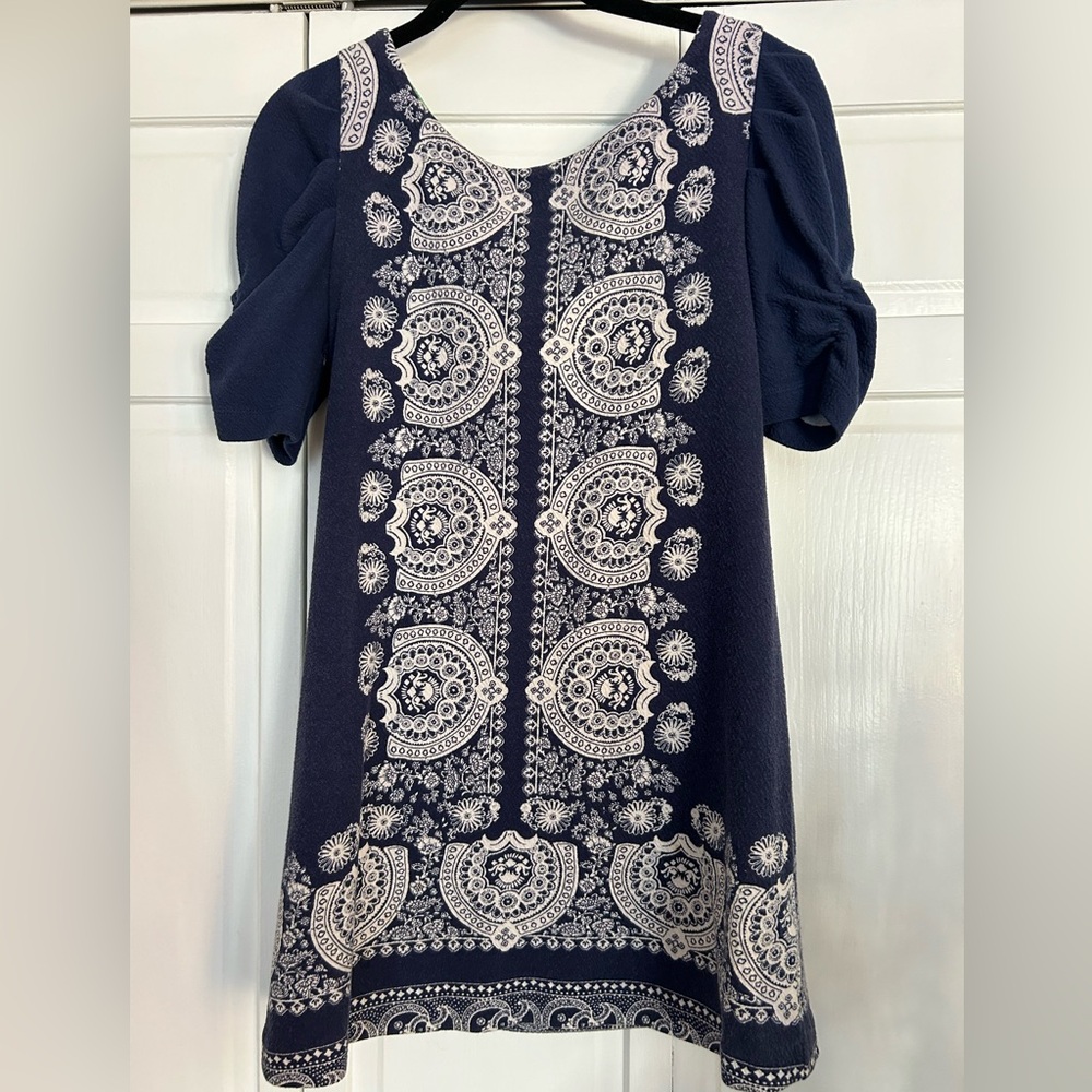 Bohemian T Shirt Dress Ruffled Cap Sleeves